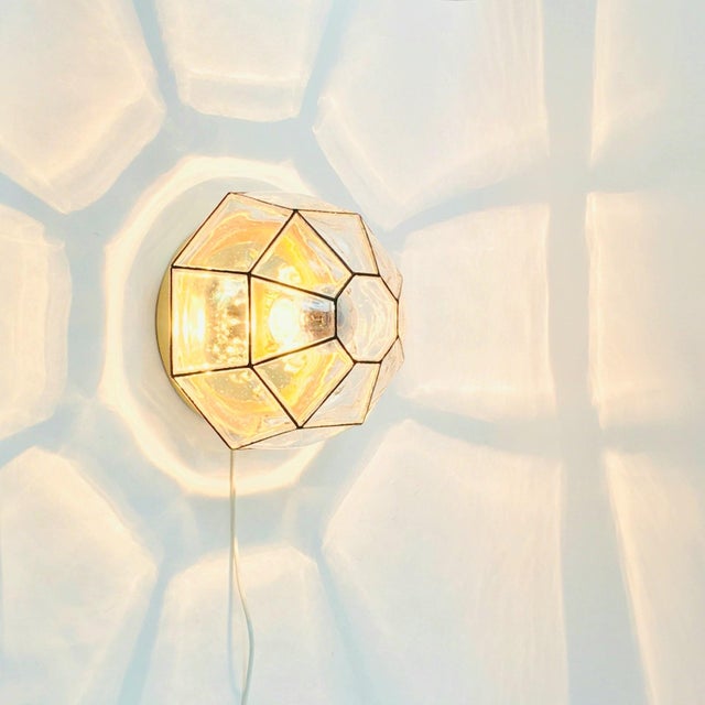 Black Mid-Century Modern Glass and Brass Ceiling Ligh from Limburg, Germany, 1960s For Sale - Image 8 of 13