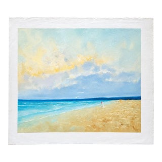 Serene Coastal Abstract Beach Scene - Original Oil on Canvas, by Arciero For Sale