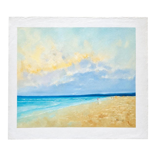Serene Coastal Abstract Beach Scene - Original Oil on Canvas, by Arciero For Sale