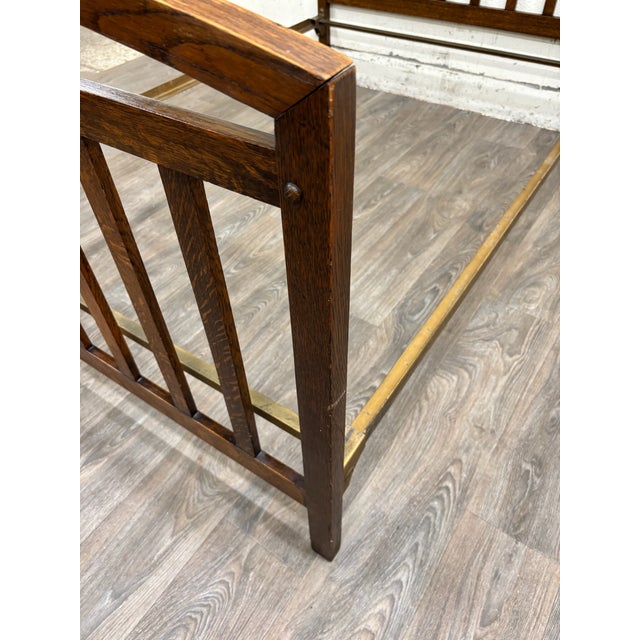 Antique Full Size Northwestern MFG Co Arts & Crafts Mission Tiger Oak Bed For Sale - Image 17 of 18