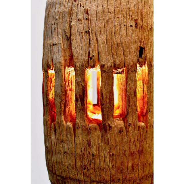 1940s Wood Totem Table Lamp For Sale - Image 9 of 11