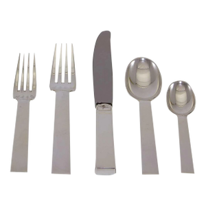 1990s Valenciennes Sterling Silver Hand-Crafted 5-Piece Flatware Place-Setting
