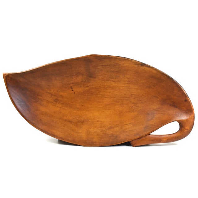 20th Century Carved Solid Wood Leaf Shape Dish For Sale - Image 6 of 6