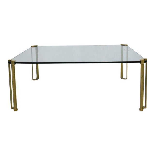 Vintage Glass & Brass Coffee Table by Peter Ghyczy For Sale