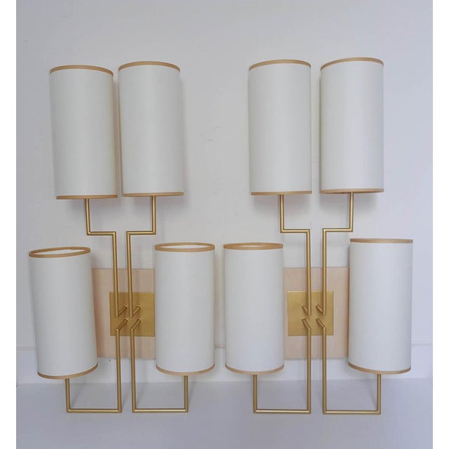 Metal Tiges4 Wall Sconces in Patinated Gold Metal and Fabric by Aymeric Lefort, Set of 2 For Sale - Image 7 of 16