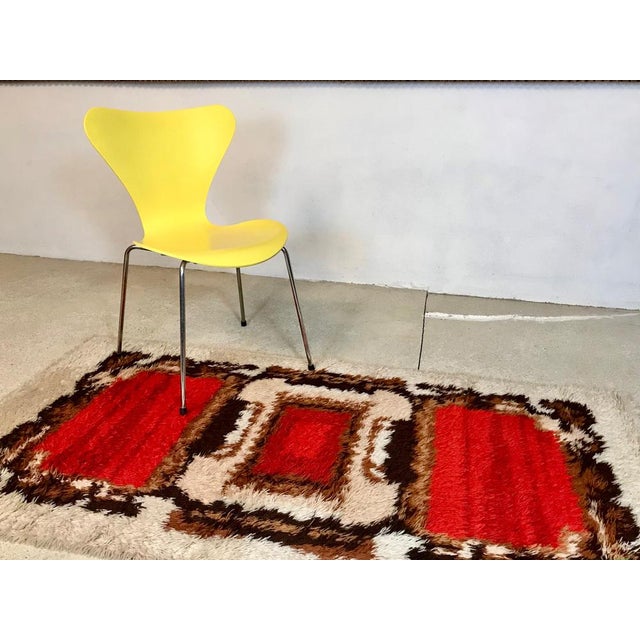 Brown Abstract Graphic Wall or Floor Wool Rug, 1960s For Sale - Image 8 of 9