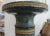 Antique 19C Pedestal Gold Tone Bands Dark Green Marble With Octagonal Base