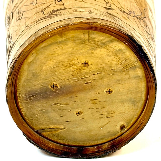Bone Rare Georgian Hand-Engraved Sporting Cow Horn Beaker "The Death" of the Fox Hunt For Sale - Image 7 of 18