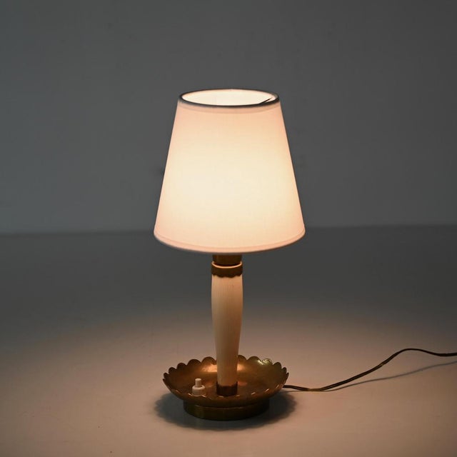 Wood Table Lamps in Brass and Ivory Wood by Guglielmo Ulrich, Italy, 1940s, Set of 2 For Sale - Image 7 of 15