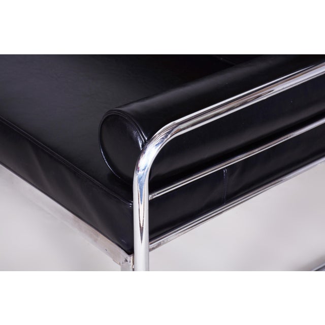 1930s Bauhaus Sofa in Chrome and Leather by Hynek Gottwald, Czech, 1930s For Sale - Image 5 of 10