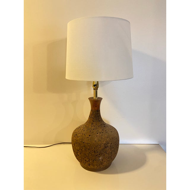 1960s 1960s Mid Century Modern Cork Table Lamp For Sale - Image 5 of 8