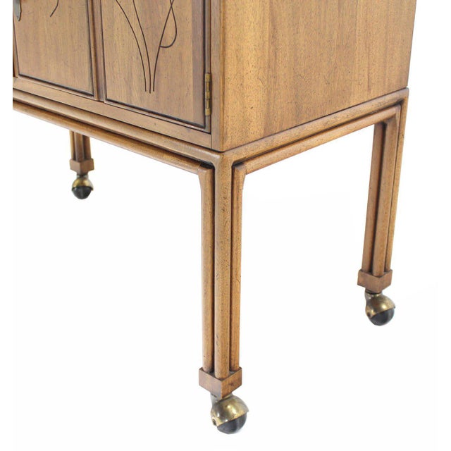 Mid-Century Modern Flip Top Bar Cart Server Cabinet For Sale - Image 4 of 11