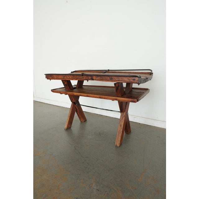 Brown Vintage Reclaimed Wood Accent Table For Sale - Image 8 of 13