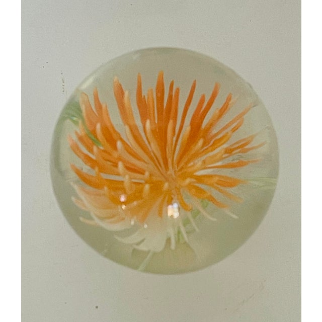Shabby Chic 1960s Glass Flower Paperweight Lamp Finisl For Sale - Image 3 of 4