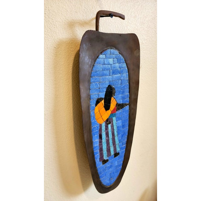 Salvador Teran Mexican Tile Mosaic on Brass Wall Art, Mexico, 1950 For Sale - Image 12 of 13