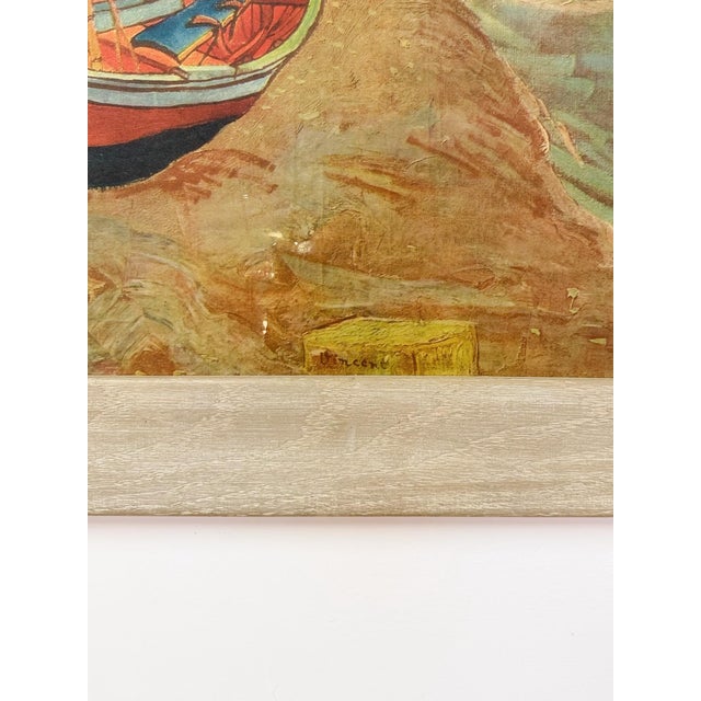 Late 20th Century Van Gogh Wood Transfer Print, Coastal Greywashed Wood Frame Wall Art For Sale - Image 9 of 9