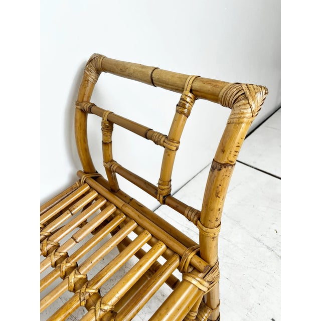 Vintage Rattan Fretwork Bench For Sale - Image 9 of 9