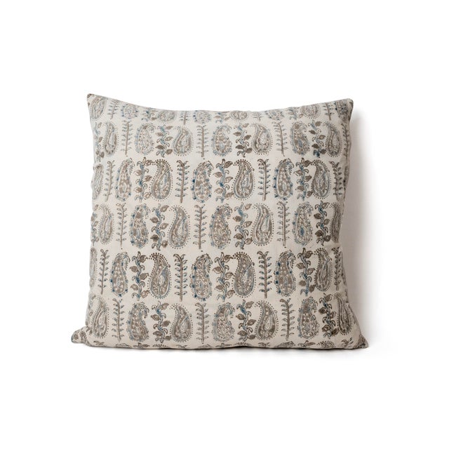 Folk Art Pair of Handcrafted Linen Pillow With Vintage Aso Oke Textile and Down Insert For Sale - Image 3 of 17