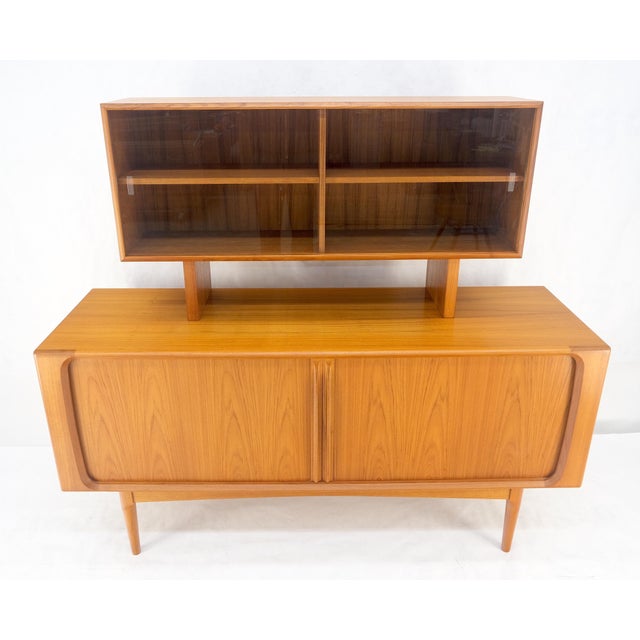 Danish Mid Century Modern Tambour Door Credenza w/ Hutch Time Capsule For Sale - Image 6 of 12