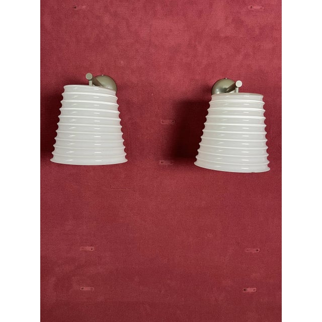 Vintage Wall Lamps in Milky White Murano Glass from Leucos, 1980s, Set of 2 For Sale - Image 13 of 14