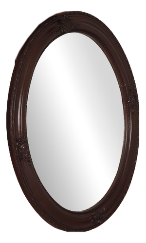Historicist Oval Mirror with Wooden Frame