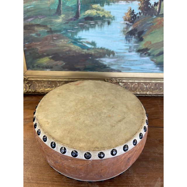 Vintage Handcrafted Drum With Metal Stud Detailing For Sale In Seattle - Image 6 of 9