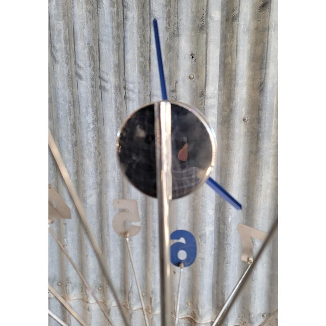 Metal Starburst Type Chrome Floor Clock 1980's For Sale - Image 7 of 9