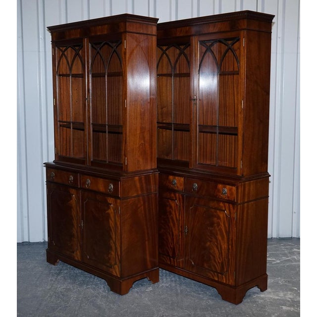 Georgian Display Cabinets with Brass Lion Handles, Set of 2 For Sale - Image 4 of 18