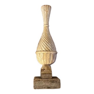 Antique 19th Century American Federal Classical Carved Wood & Paint Decorated Urn Form Architectural Finial For Sale