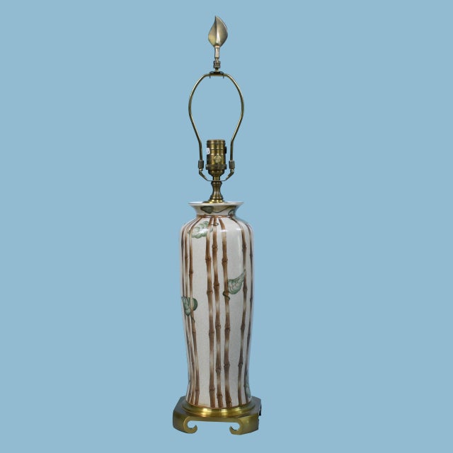 Single Ceramic and Brass Table Lamp For Sale - Image 4 of 4