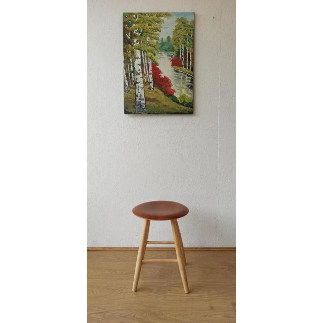 Vintage Swedish Wooden Stool, 1960s For Sale - Image 9 of 10