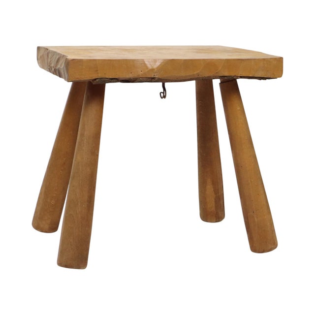 1950s Brutalist Rustic Wood Milking Stool, 1950s For Sale - Image 5 of 18