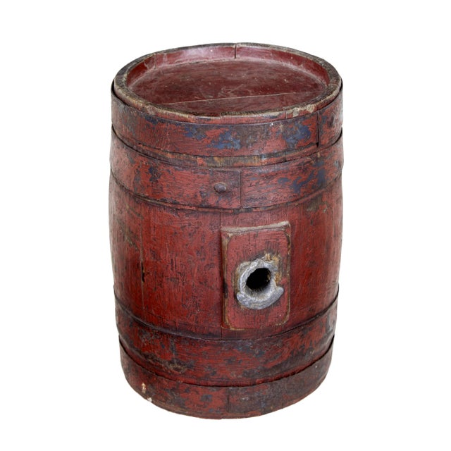 19th century scandinavian painted oak barrel circa 1870. Beautiful miniature oak barrel used for storage and ageing of...