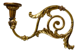 Louis XV Torch Wall Sconces in Wrought Iron with Turned Wooden Parts Gilded with Gold Leaf, Italy, Set of 2