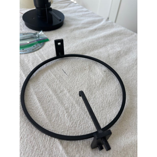 Metal 1990s Hubbardton Forge Moonband Semi-Flush Mount Ceiling Light – Wrought Iron & Opal Glass For Sale - Image 7 of 10