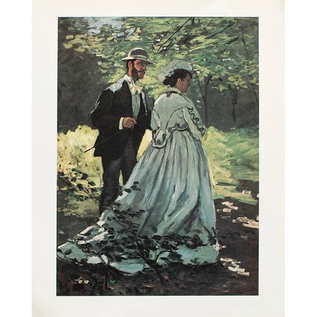 An excellent large full-color print of Impressionist painting "Bazille and Camille" by Claude Monet. Comes from a Limited...