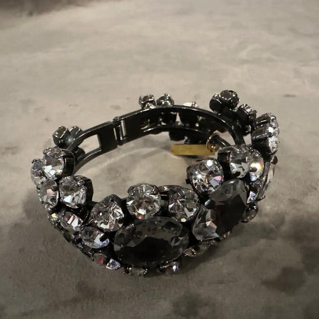 Gothic Bold 21st Century Coppola E Toppo Black Crystal Pave Wide Bangle Bracelet For Sale - Image 3 of 10