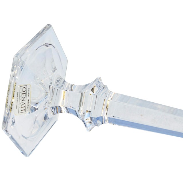 Green Mid 20th Century Handblown Green Crystal-Cut Candle Holder For Sale - Image 8 of 8