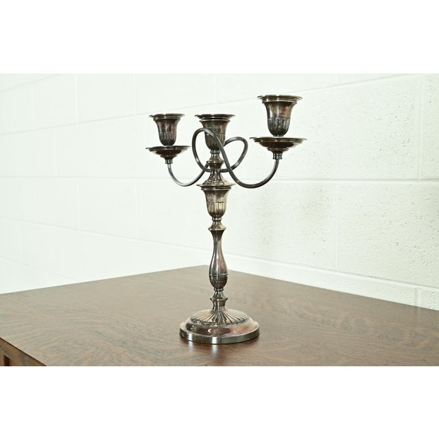 Victorian Tiffany & Co. Style Antique Victorian Silverplate Three-Light Candelabra For Sale - Image 3 of 16