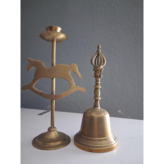 1920s Vintage Victorian Bell, Horses and Dog in Brass, 1920, Set of 4 For Sale - Image 5 of 7