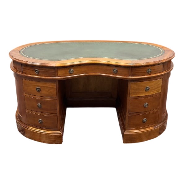 English Kidney-Shaped Chesterfield Desk For Sale