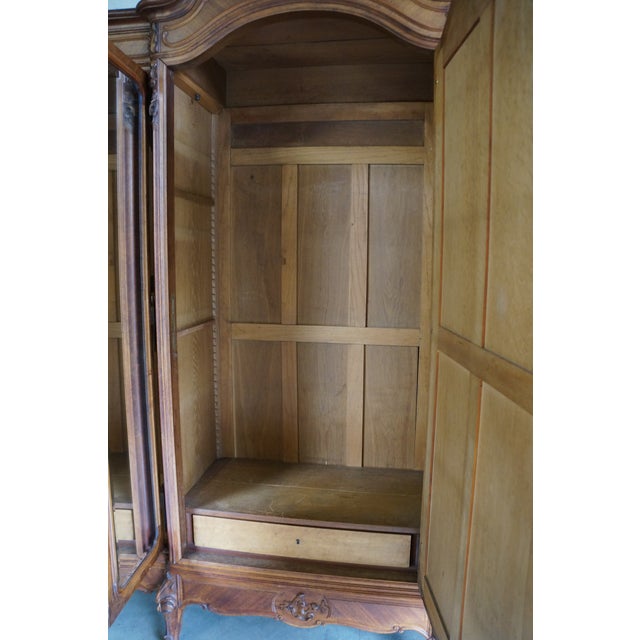 Brown Antique French Louis XV Rococo Triple Armoire For Sale - Image 8 of 12