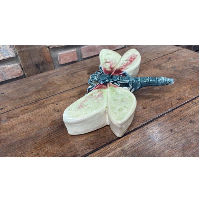 Majolica dragonfly wall pocket by Fives Lille, circa 1900.