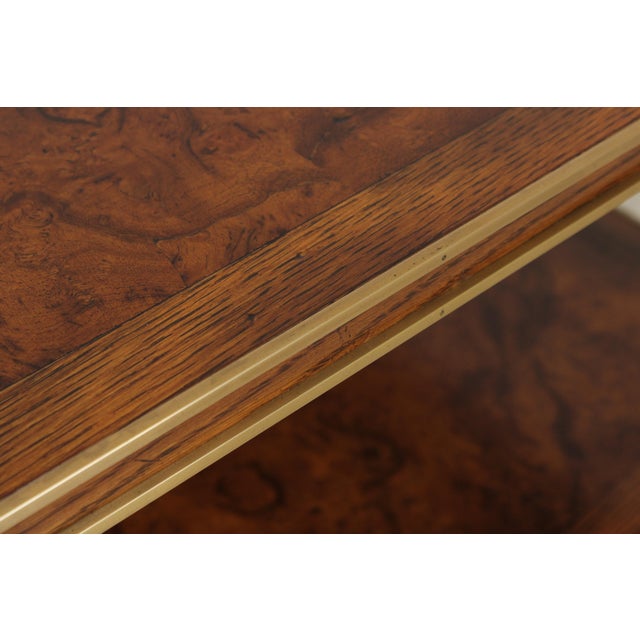 Henredon Burl Walnut 3 Tier Rolling Side Table Cart For Sale - Image 9 of 14