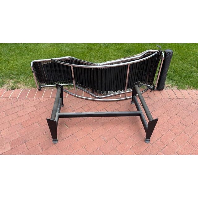 Vintage Modernist Chrome Chaise Lounge Attributed to Le Corbusier Lc4 With Cowhide Upholstery For Sale - Image 9 of 11