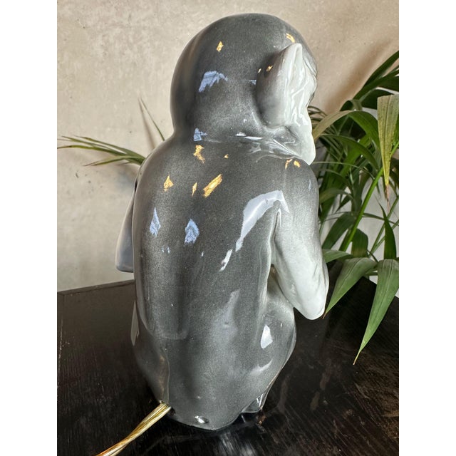 Art Deco Monkey Lamp in Porcelain from Capodimonte, 1930s For Sale - Image 9 of 14