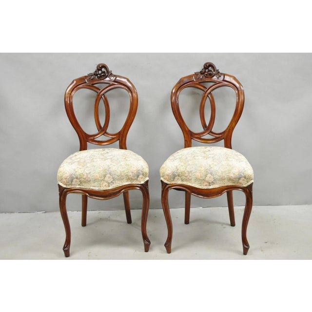 Antique Victorian Mahogany Pretzel Balloon Back Parlor Side Chairs - A Pair For Sale - Image 15 of 15
