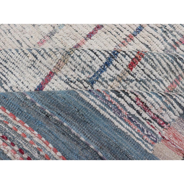 Modern Afghanistan Rug in Neutral Tones With Subdued Design With Pops of Color For Sale - Image 10 of 10