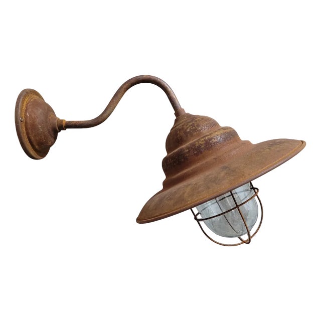French Rusty Outdoor Barn Lamp Light For Sale