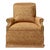 Rolled Arm Chair in Glowing-Ember Fabric, With French Antique Nail Heads and a Long Skirt For Sale